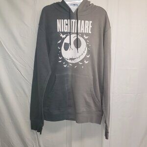 Disney Nightmare Before Christmas Charcoal Gray Two-Tone Hoodie SM oversized